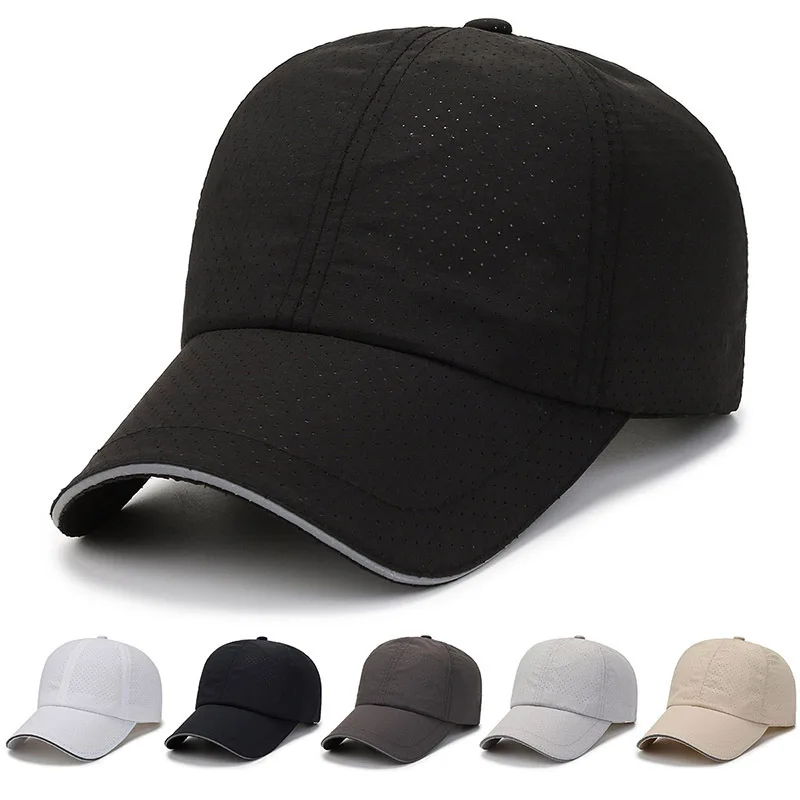 

Summer Plain Solid Color Men Outdoor Perforated Baseball Cap Casual Simple Dad Hat For Women Quick Dry Sun Hat Trendy
