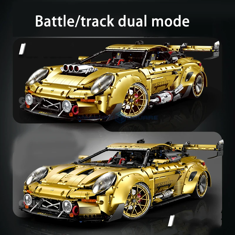 

Gold GT3 Supercar 1:8 Model Building Blocks MOC Racing Vehicle Ideas High Tech Bricks Toy Collection Kit Gift Kids Aldults