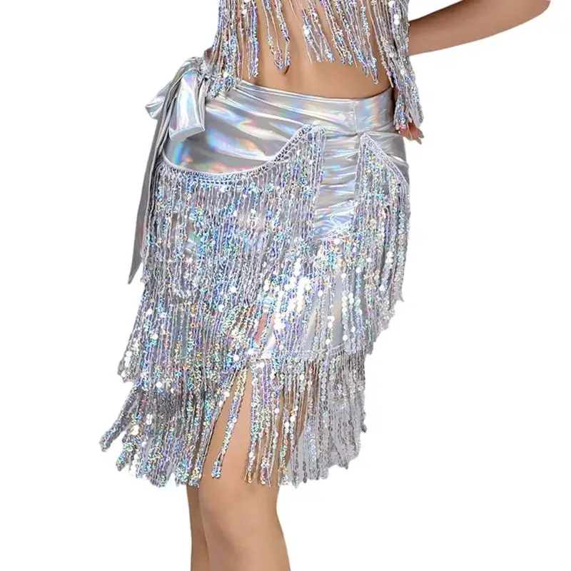 39BB Phối Ren Kim Sa Lấp Lánh Mini Múa Bụng Hông Khăn Bellydance Quấn Váy Múa Bụng Trang Phục Nữ Cô Gái Quà Tặng