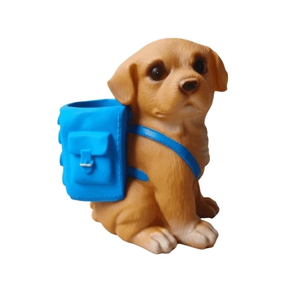 Creative Puppy Backpack Pen Holder Waterproof Resin Pen Storage Bucket Portable Large Capacity Dog-Shaped Pencil Cup Students