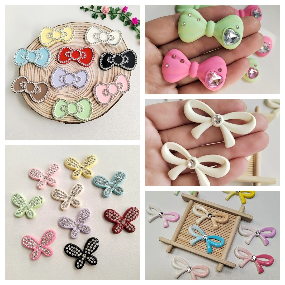 Resin Art Phone Case - Kawaii strass bowknot resina plana volta
