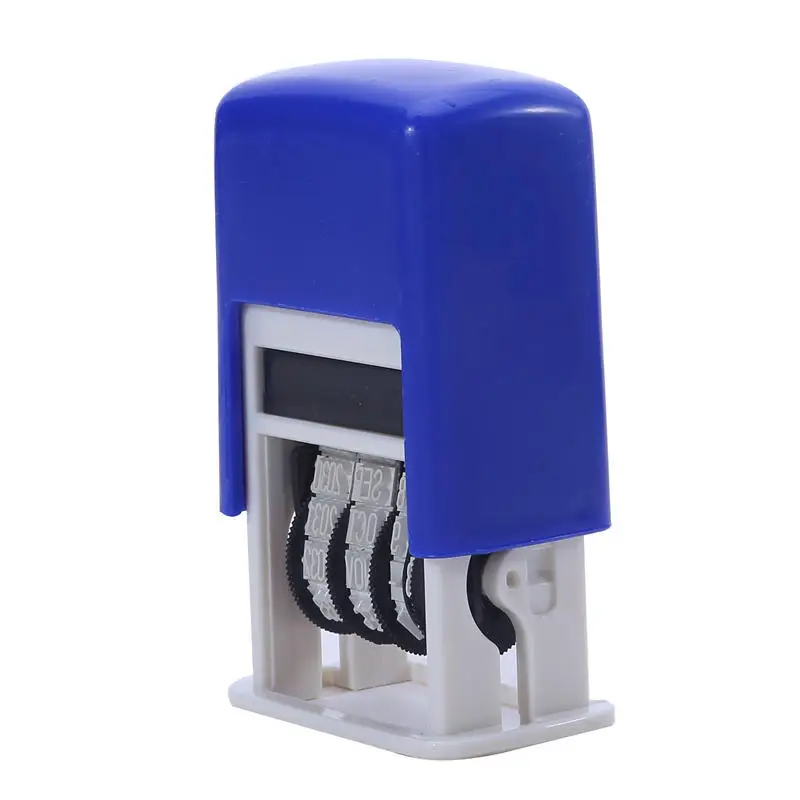 Schwarz/Rot/Blau 4 mm Rollstempel, verstellbares Datum, Press-Back-Tinte, automatische Ink-Out-Siegel mit englischem Datum, einfarbig