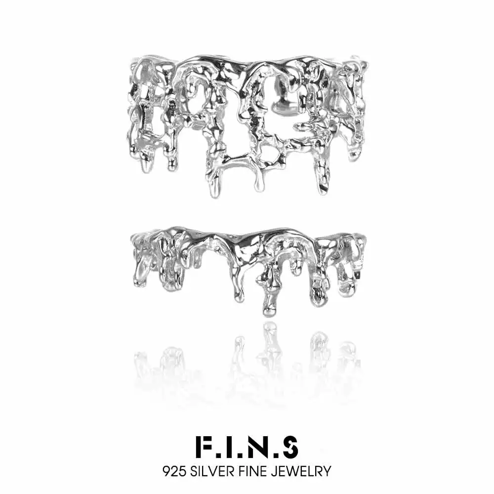 

F.I.N.S оригинальное нерегулярное жидкое кольцо из стерлингового серебра S925, текстура, глянцевое кольцо с открытым пальцем, ювелирные изделия, женские аксессуары