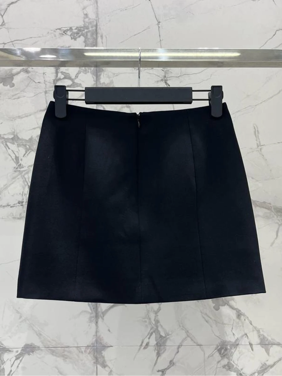 TWOTWINSTYLE, minifaldas adelgazantes con cuentas empalmadas a la moda para mujer, cintura alta, bolsillos de almazuela, falda con temperamento, ropa femenina