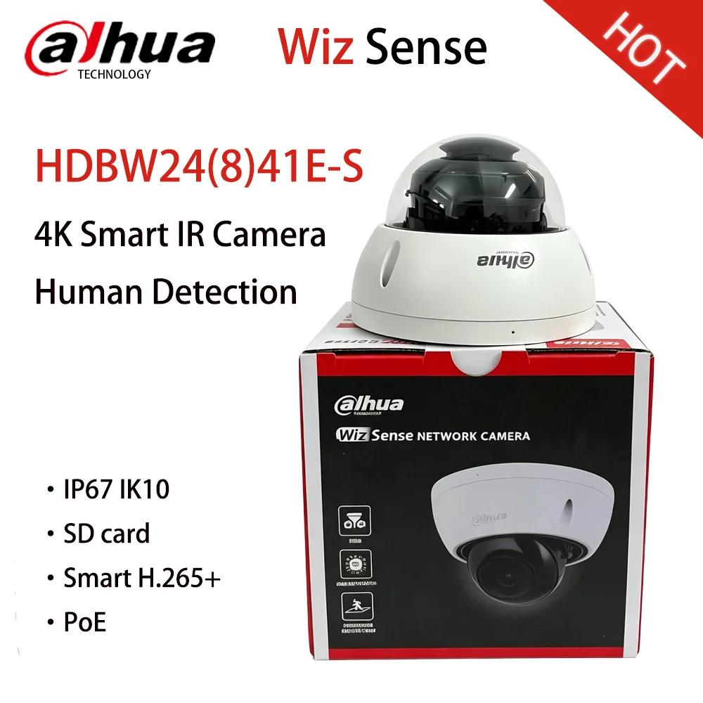 Dahua HDBW2841E-S HDBW2441E-S WizSense 4MP 8MP IR Network IP Camera 4K Smart Home Motion Detection CCTV HD Night Vision Monitor