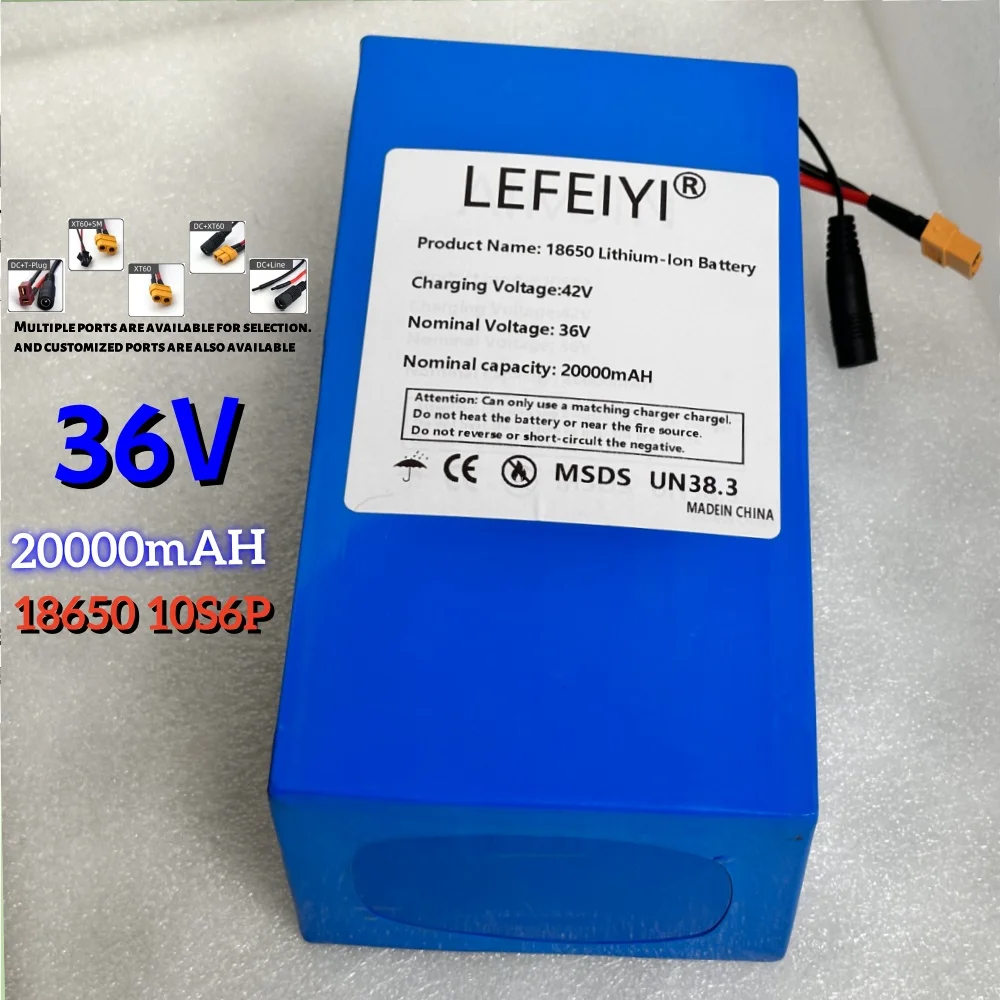 

100% New 10S6P 36 V 20000mAh Li-ion Battery Pack, 2000W Citycoco Electric Scooter Battery with Built-in 50A BMS+42V Charger