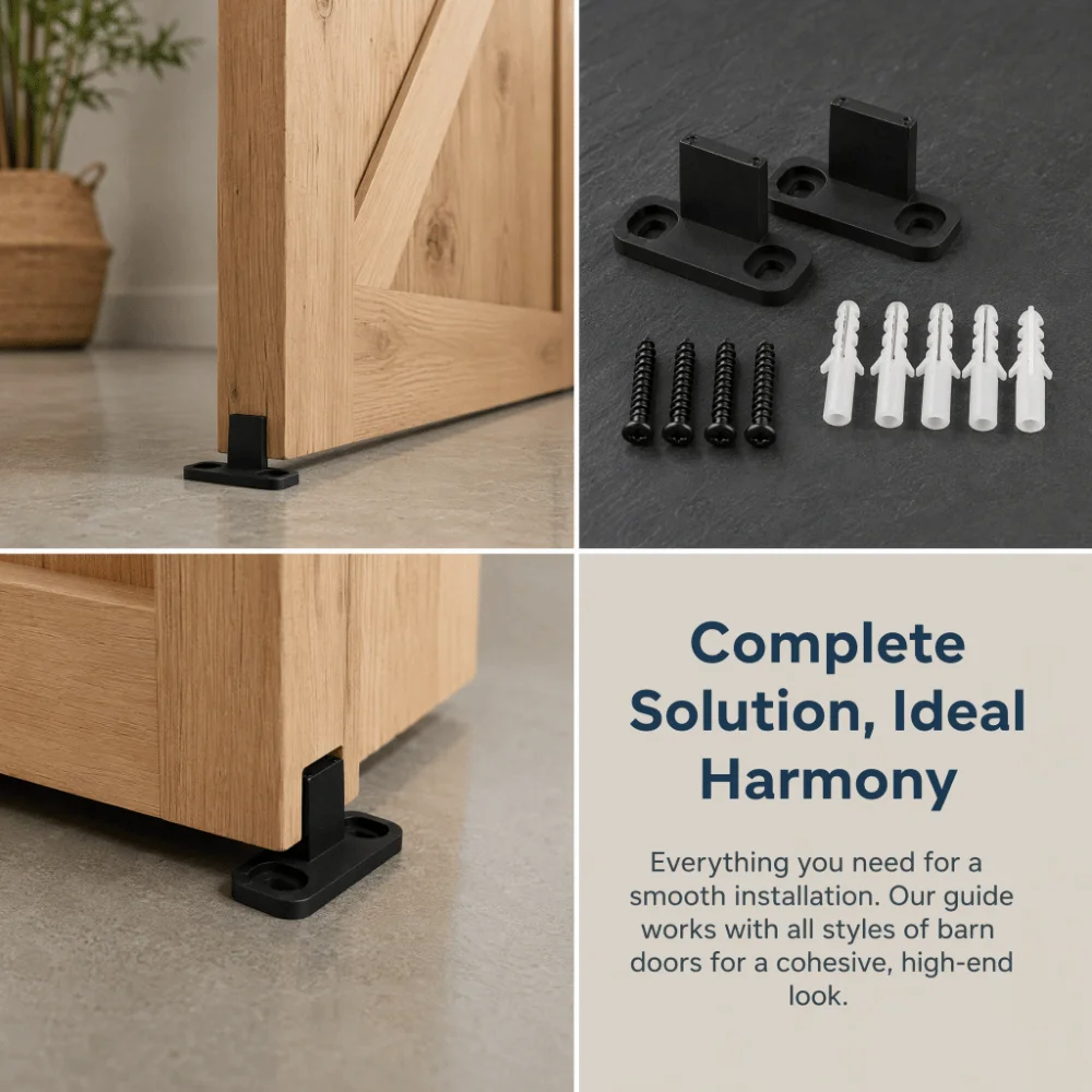 2pcs Modern Adjustable Barn Door Floor Guide Black POM Sliding Door Bottom Guide Floor Mounted Guide Bypass Doors