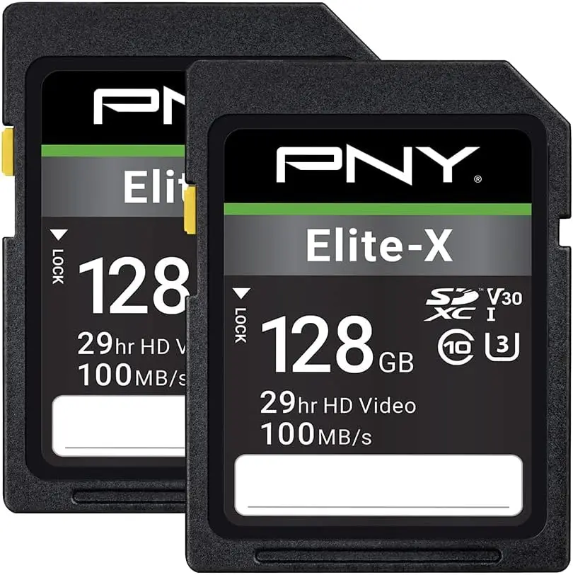 

128GB SDXC Memory Card 100MB/s U3 V30 Class 10 UHS-I for 4K UHD Video, 2-Pack
