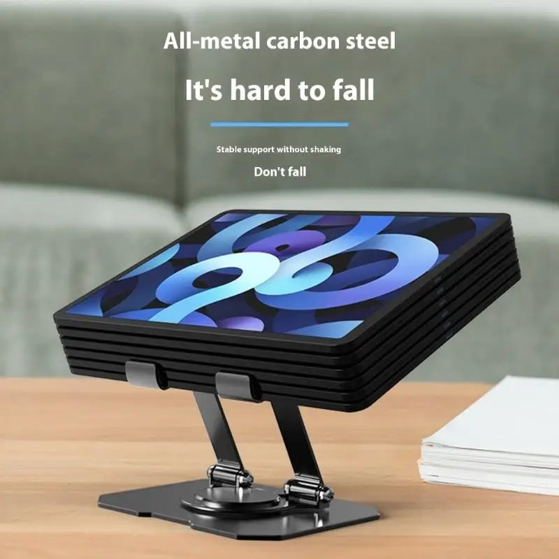 

360 Degree Rotating Adjustable Tablets Stand Foldable Holder For Multiple Devices Alloy Steel Construction F19E
