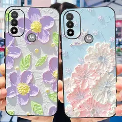 For Motorola Moto E20 Case XT2155 Shockproof Cover Fashion Flower Black Soft Slicone Phone Case For Moto E30 E40 XT2158-6 Bumper