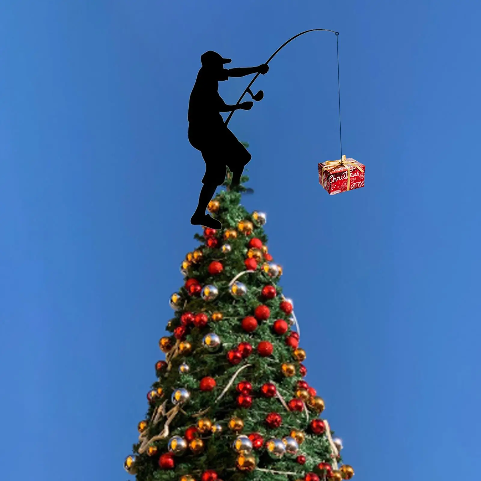 

Tree Topper Fisherman Design Top Ornament Tree Toppers Christmas Decorations for Indoor Home Farmhouse Holiday Winter Family