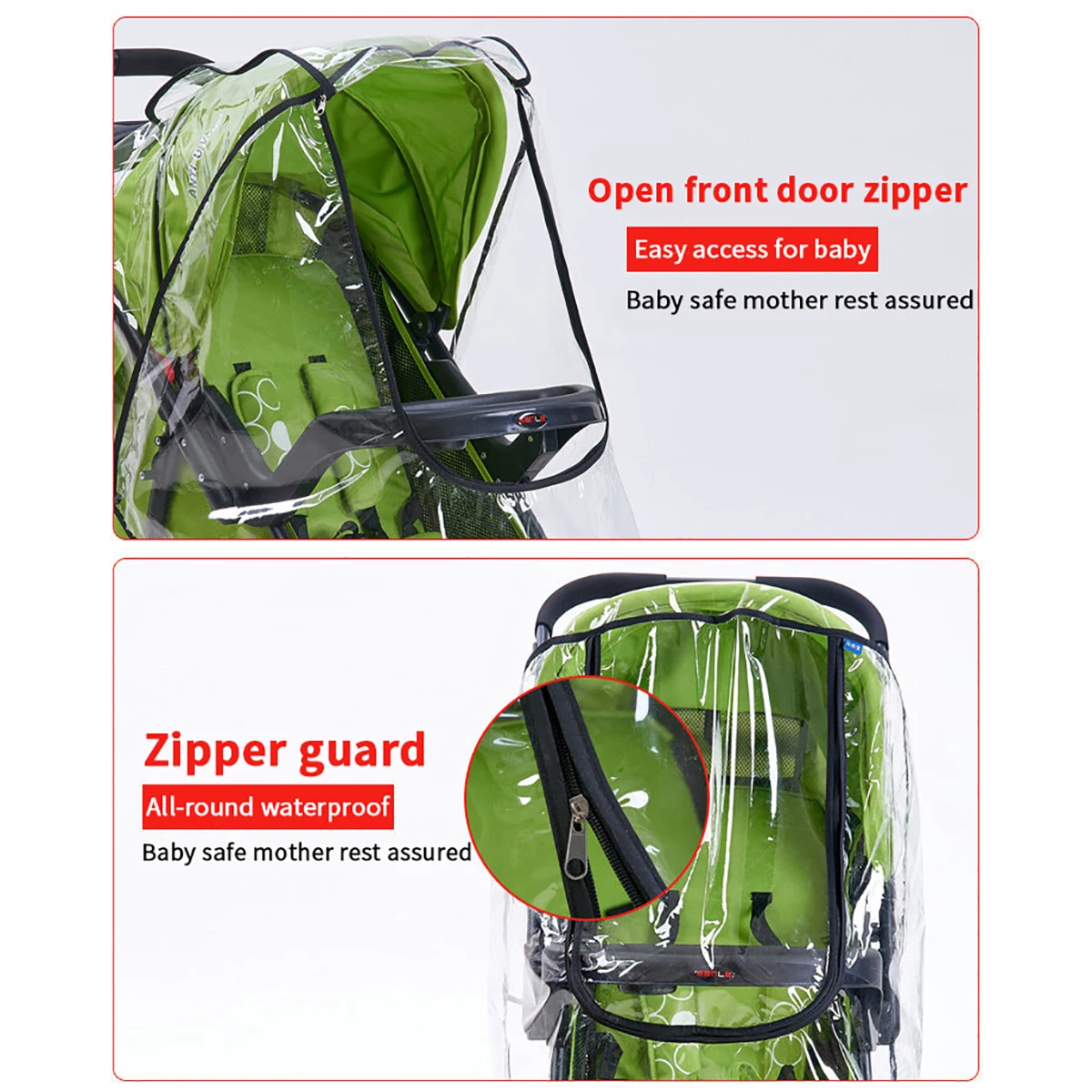 Stroller rain cover Clear wind dust cover Universal trolley Umbrella raincoat Baby car seat cover sunshade Breathable