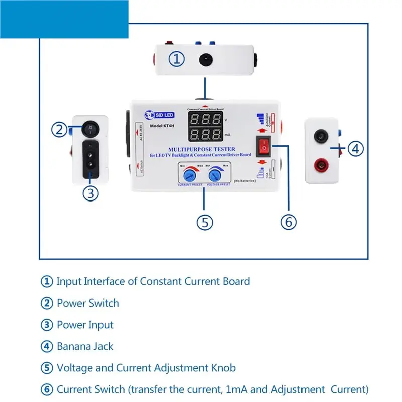 M12K-KT4H Constant Current Board Tester Smart-Fit Manual Voltage Adjustment Constant Current Driver Board Repair LED Bead EU
