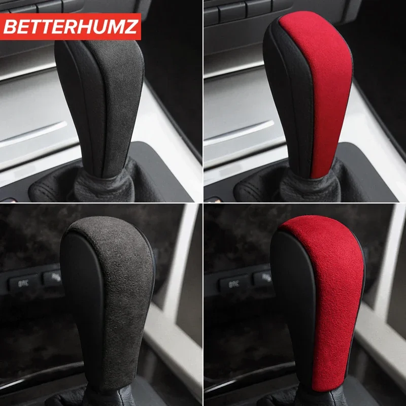 Made of Alcantara For BMW E90 E92 E93 E60 F01 3 5 Series X1 X5 Car Gear Shift Knob Trim Cover Car Interior Decals Stickers