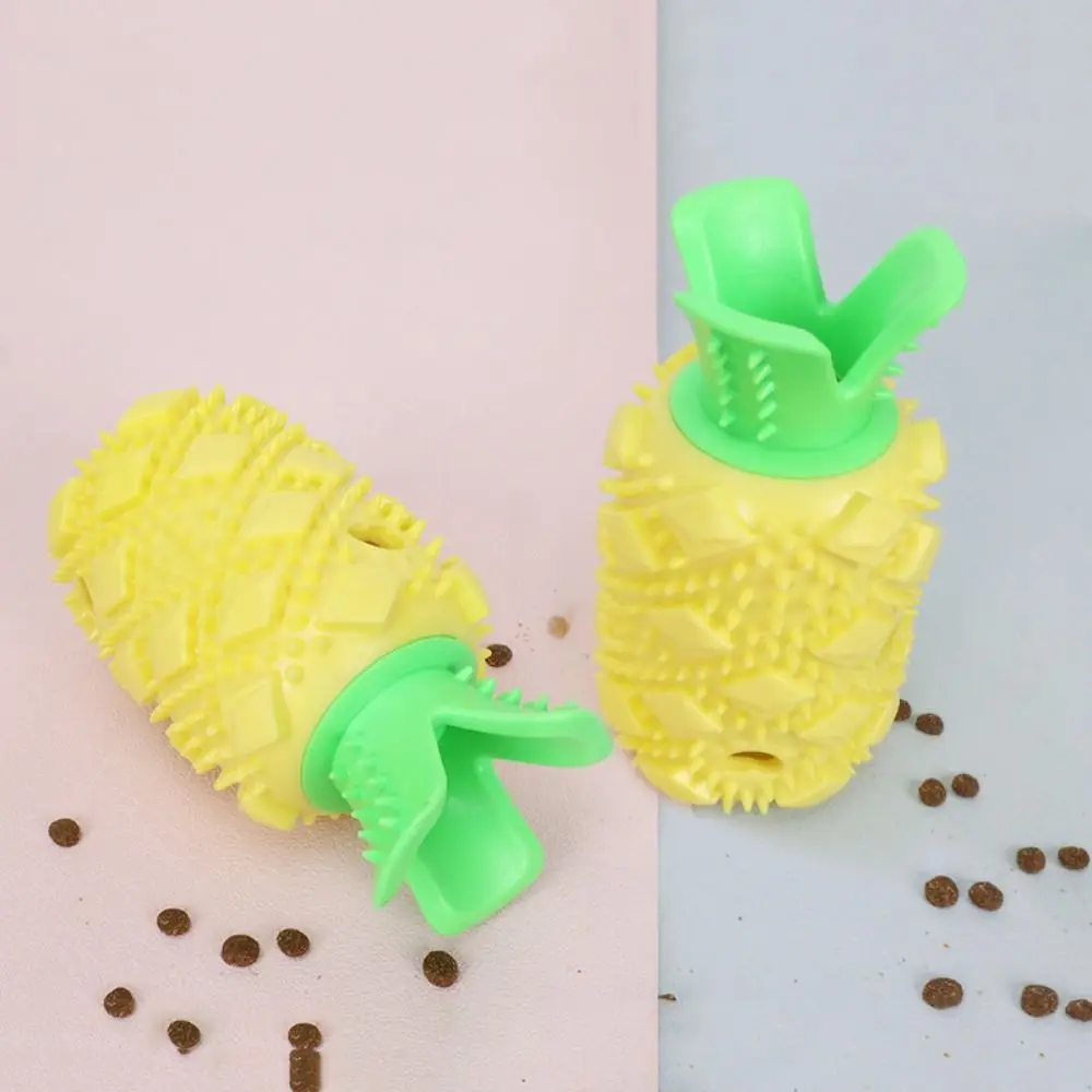 Food-leaking Dog Toy Pineapple Dog Chew Toy Soft TPR Puppy Puzzle Toy Bite Resistant Yellow Dog Leakage Food Toys Self Happy