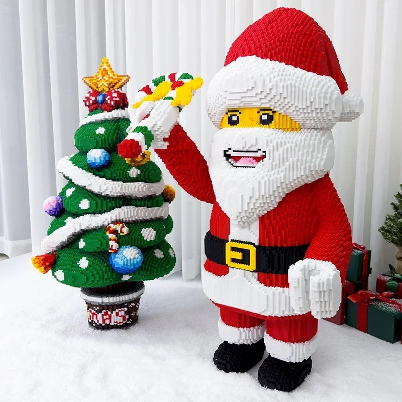 Huge Chirstmas Tree Santa Claus Magic Building Block Xmas Tree Assembled Puzzle Figure Connection Bricks Set Toy for Home Decor