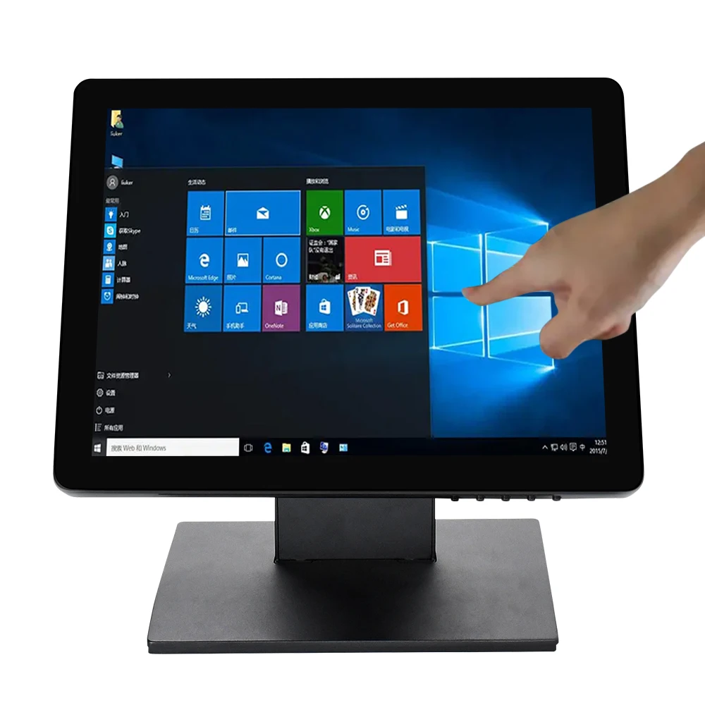 Simple waterproof touch monitor supermarket café uses 15 inch LCD capacitive type