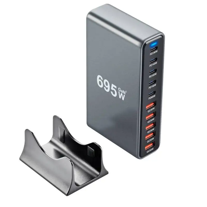 

Зарядное устройство GaN 695 Вт USB C Fast Desktop 5C5A 10-портовое зарядное устройство USB Type C PD3.1 Быстрая зарядка для ноутбука iPhone Samsung S24 Xiaomi