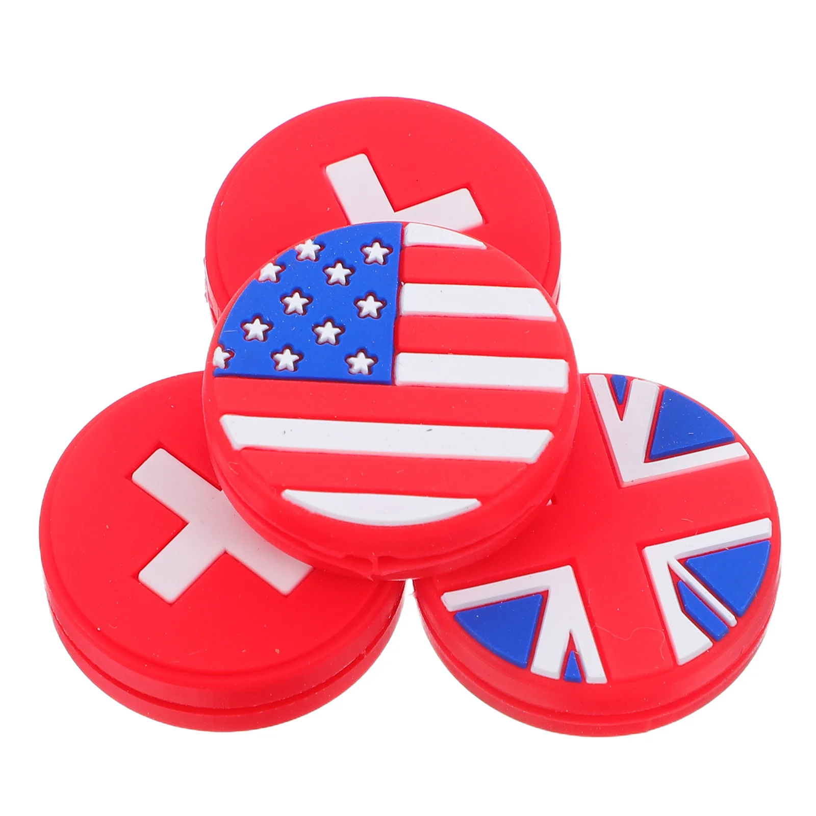 

4 шт. демпферы для теннисных ракеток, силиконовые поглотители вибрации, узор флага, простая установка, улучшение контроля, комфорт для игроков