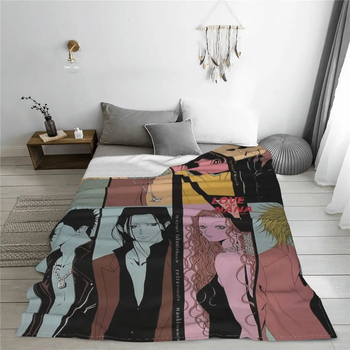 Nana Plaid Blankets Velvet Autumn/Winter Anime Cartoon Multifunction Super Warm Throw Blankets for Sofa Bedroom Plush Thin Quilt