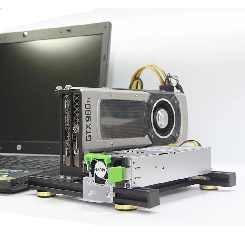 Laptop external GPU graphics card dock mini pcie to pciex16 riser card set bracket + riser card + GPU power cable + power supply