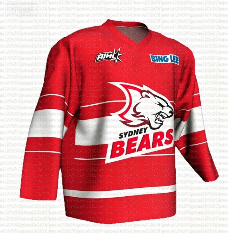 NEW 2026 AIHL Australia Sydney Bears Men's Ice Hockey Jersey 3D Pint Long Sleeve Sport Adult Casual Quick-dry T-Shirt