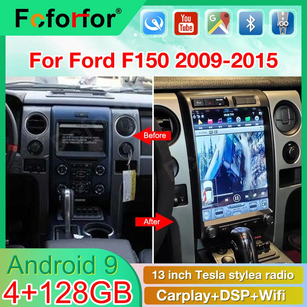 

Tesla GPS Navigation Für Ford Raptor F150 2009-2012 Auto Radio Stereo 13 "Android 9 64G Multimedia Player Kopf Einhe Stil Auto