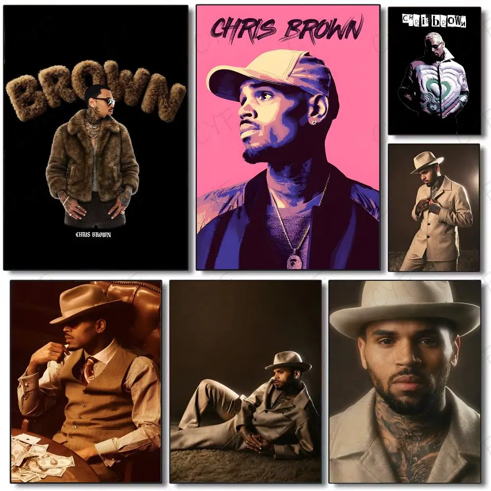 Chart-Topping RB Star C-Chris Brown Poster Painting Wall Art Mural for Living Room Home Decor and Gifts
