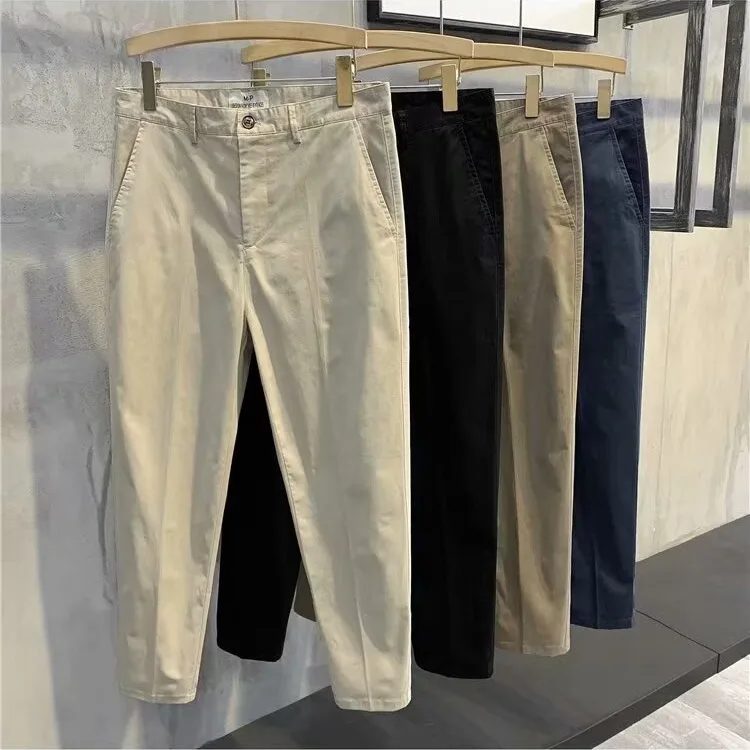 Spring, Summer and Autumn Hot Pants for Men's Solid Color Loose Casual Suit Korean Style Cone Slim Fit Men's Feet