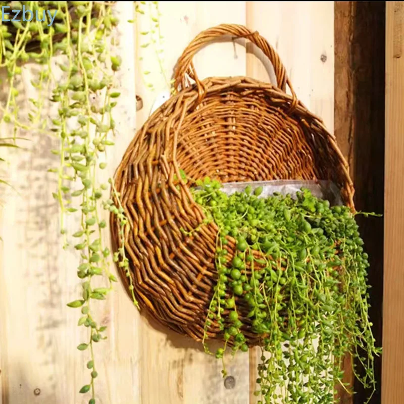 Weaving flower pots, hanging on walls, bamboo weaving baskets, hanging flower baskets, balconies