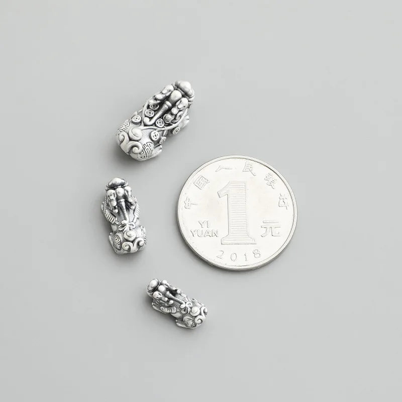1pc 999 Pure Silver Chinese Money Beast 3 Size Women Men Jewelry S999 Blessing Spacer Charms DIY Bracelets Necklace Crafts