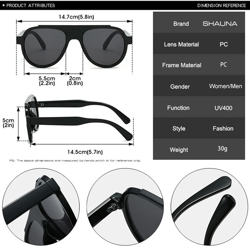 SHAUNA Fashion Oversized Pilot Men Sunglasses Retro Gradient Shades UV400 Men Trending Yellow Blue Sun Glasses image 6