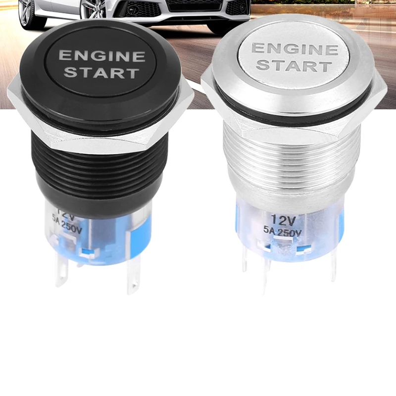 1Pcs 16mm 12V Momentary Speaker Speaker Button Toggle Switch Installation Hole With Car Pre Wiring Socket