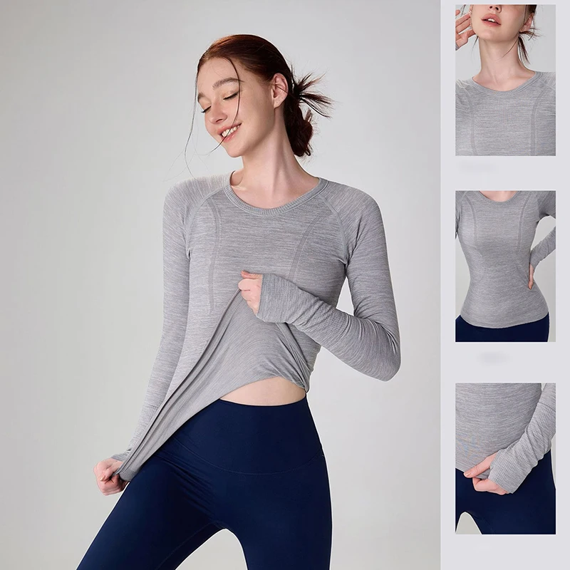 

Women's Fitness Sports Long Sleeve T-Shirts Spring Autum Slim Fit O-Neck Yoga Clothes Breathable Running Sports Clothing Tops