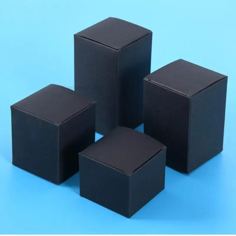 50pcs/lot 3x3 4x4 5x5 ~10x10cm Black Color CardPaper Box Comestic Perfume Essential Oil Bottle Packaging For bottles Tube