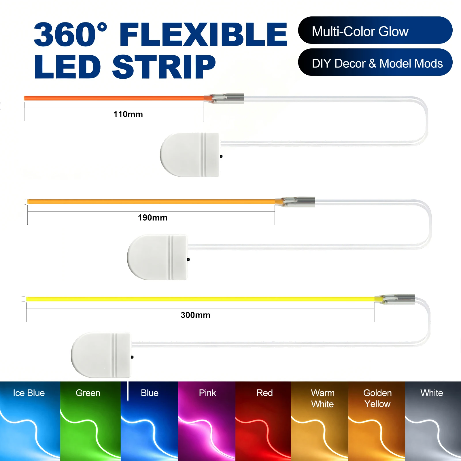 3V LED Filament With Battery Box 110mm 190mm 300mm 360° Luminous BendableEdison Bulb Lamp Accessories Diode DIY Parts 8 Colors