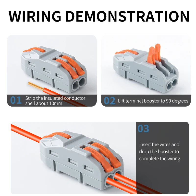 JINH 25Pcs Mini Fast Universal Wire Connectors Compact Splice Electrical Multiple In/Out Push-In for Solid Stranded Conductors