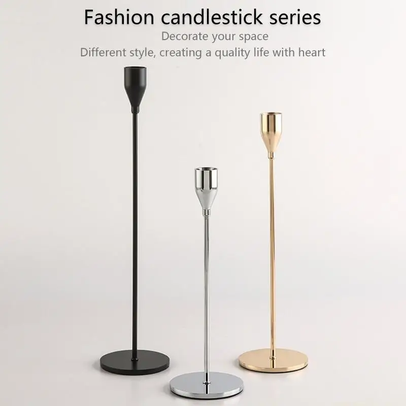 QX2E Luxury Metal Holders Set of 3 Pillar Table Centerpiece Holder