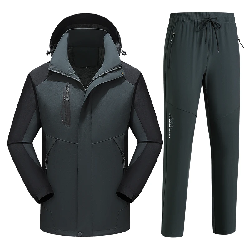 

Мужской повседневный спортивный костюм: куртка с капюшоном и брюки, комплект из двух предметов, осенняя новинка, полиэстер, длинный рукав, для мужчин среднего возраста