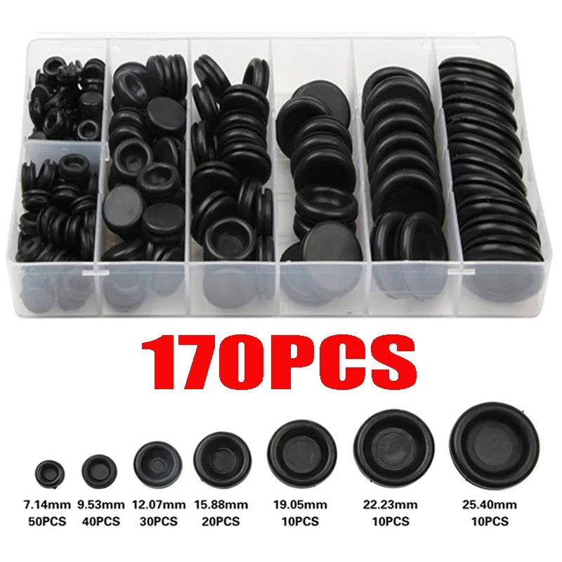 

170pcs Rubber Grommet Set Waterproof Protect Wire Tool Sealing Rubber Cables Grommet Kit Electrical Plugs Conductor Gasket Ring