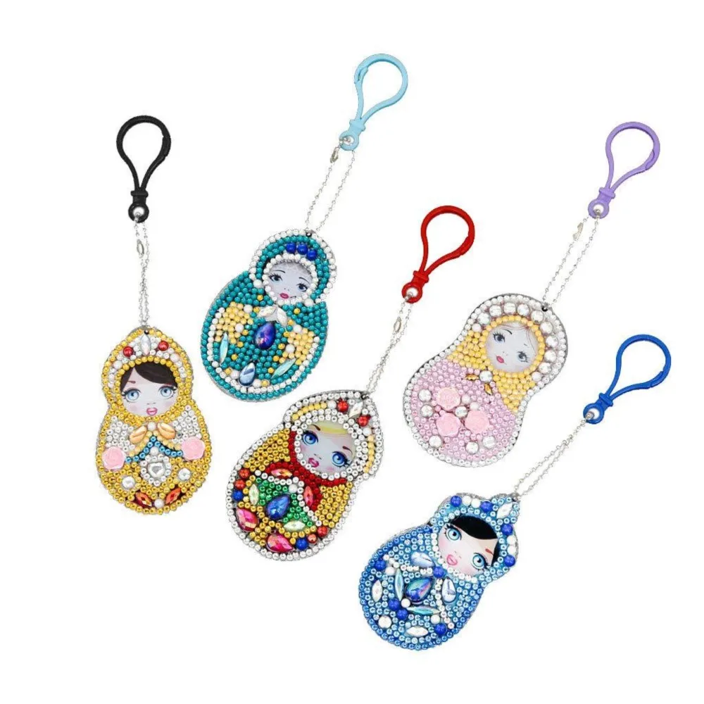 

Matryoshka Beauties DIY Diamond Painting Keyring Mosaic Embroidery Cross Stitch Pendant Unique Birthday Gift Diamond Keychain