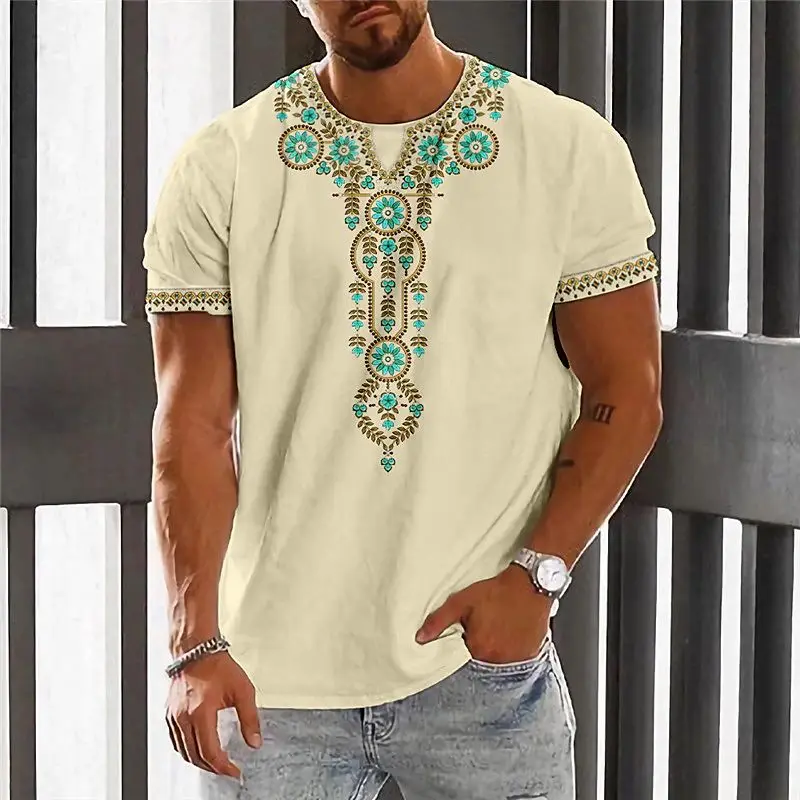 Vintage Ethnic T-shirt 3d Print Clothing O-neck Men Tops Oversized Short Sleeve Tee Summer Loose Male Streetwear Mens Clothes