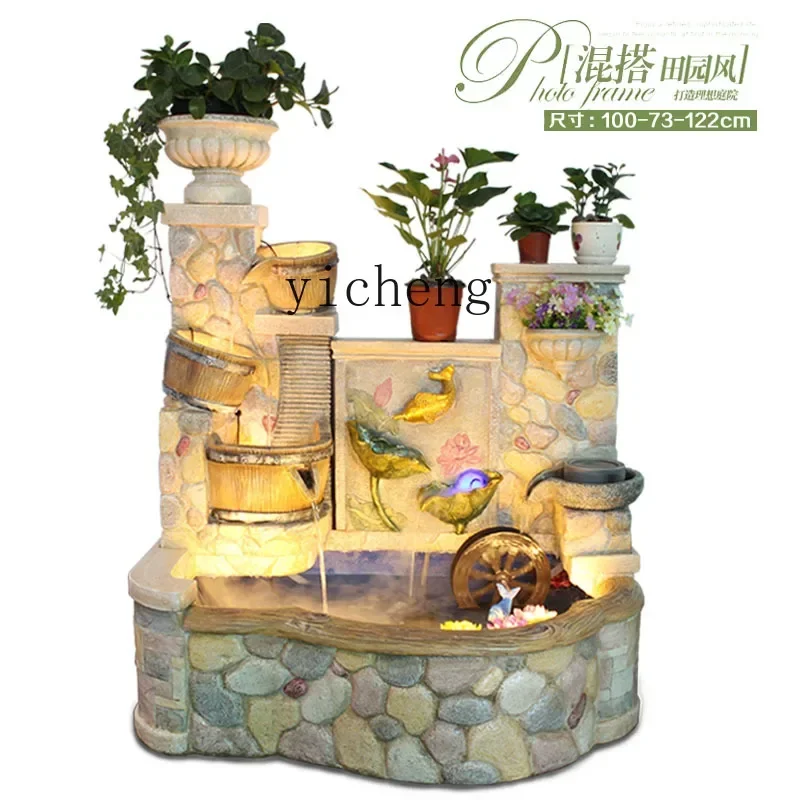 ZK Home Decoration Rockery Fountain Water Landscape Hotel Courtyard Fish Pond Cylinder Home Villa Living Room Big Decorations