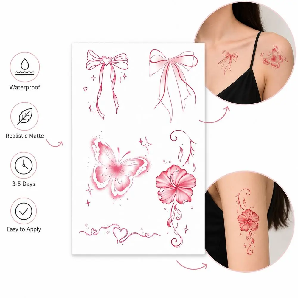 Waterproof Butterfly Temporary Tattoo Stickers Realistic Floral Pattern Temporary Body Tattoos Sweat Resistant