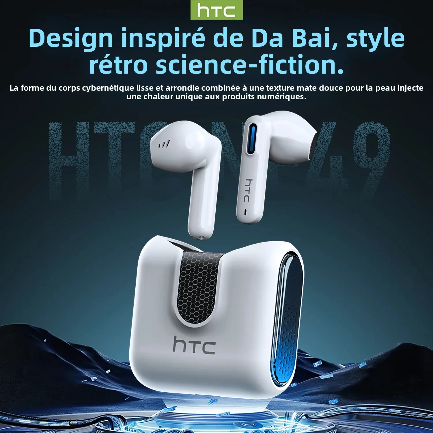 HTC NE49 écouteurs Bluetooth V6.0 réduction du bruit TWS sport casque sans fil avec micro longue durée de vie