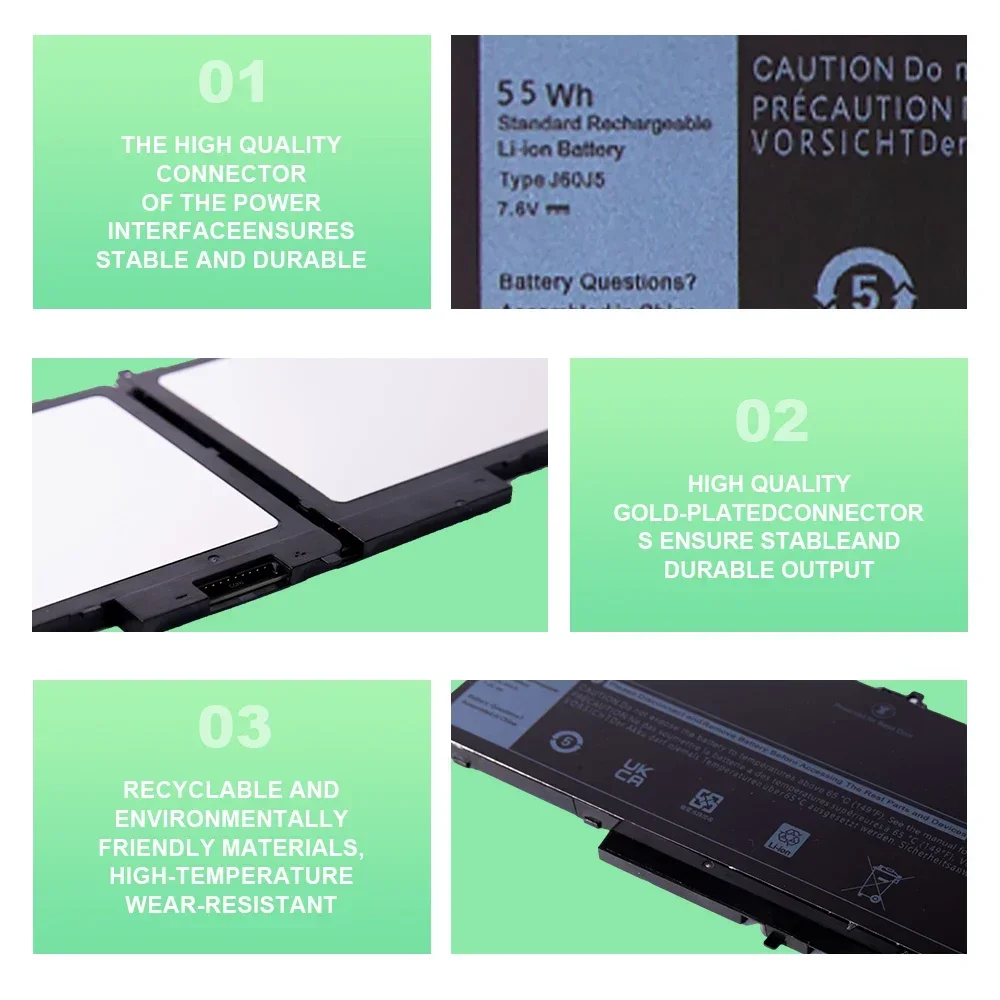 SWZY  J60J5 Laptop Battery 7.6V 55WH For DELL Latitude E7270 E7470 Series J60J5 R1V85 MC34Y 242WD