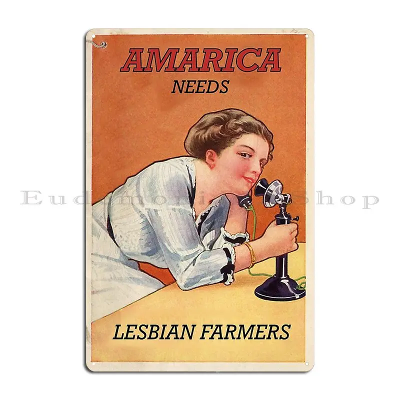 Amarica Needs Lesbian Farmers 1920s Vintage Metal Signs Print Club Home Designing Wall Mural Tin Sign Poster