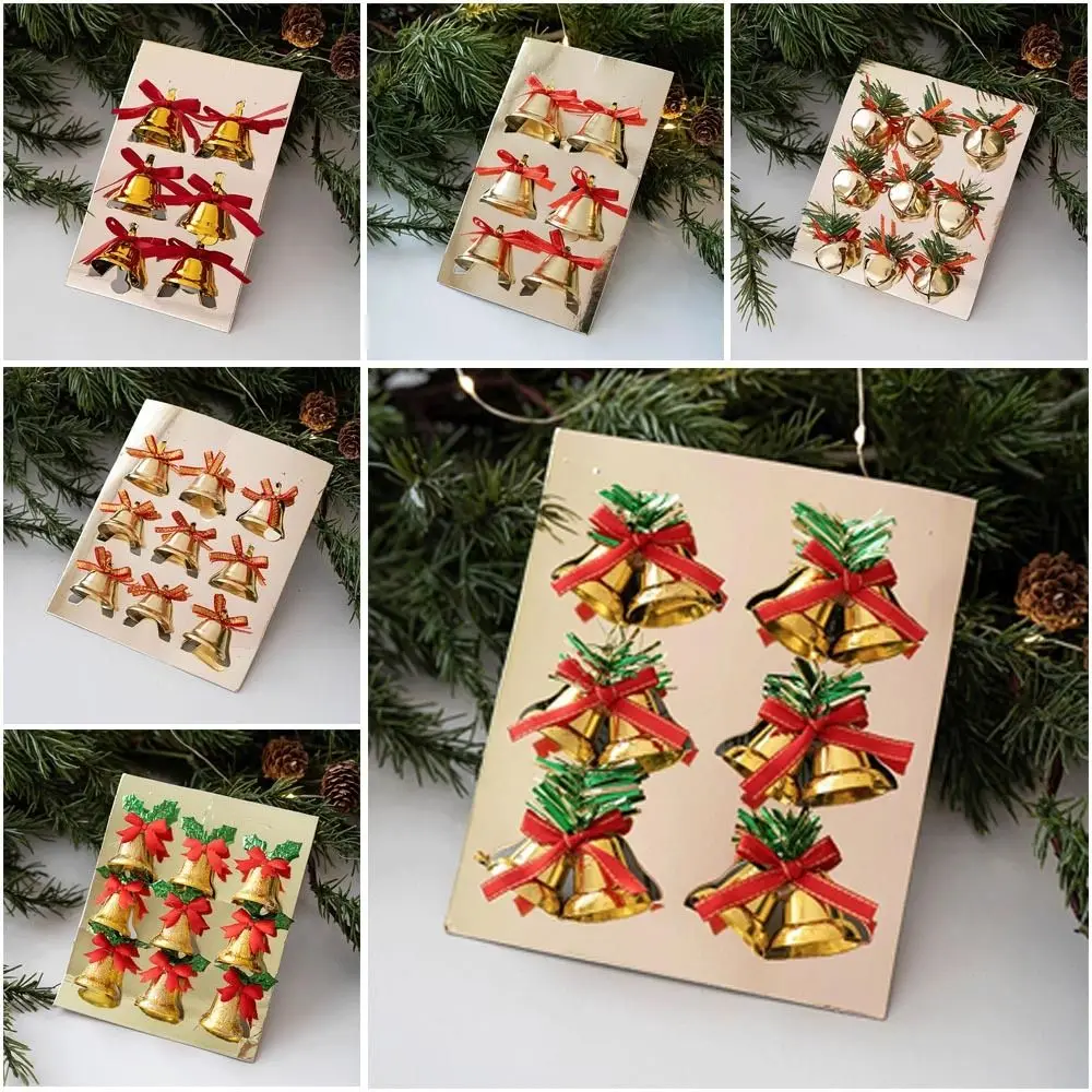 

6/9 шт. креативные пластиковые рождественские колокольчики, железные золотые рождественские украшения, красочный бант, новогодняя подвеска, праздничная вечеринка