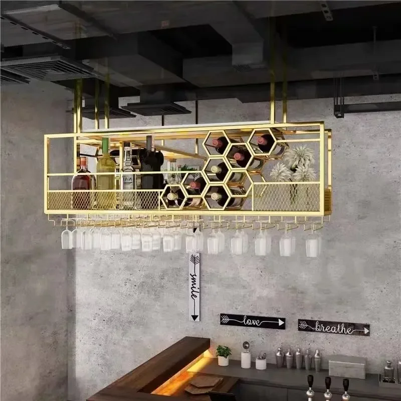 Value for money Bar Red Wine Glass Rack Hanging Wine Cabinet With Lamp Decoration Wine Creative Upside