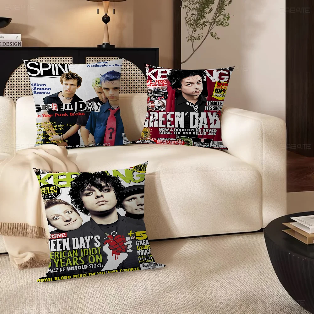 Green Day Rock Band Pillow Anime Pillow Sofa Bed Head Pillow Cover Cushion Cover 45x45 Cm Fashion